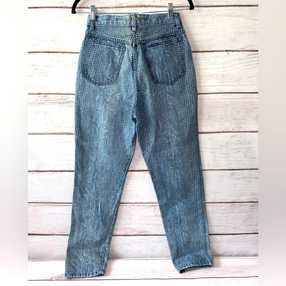Vintage 80s High Waisted Snake Print Jeans – Juniors Size 11 (See Measurements) - Picture 2 of 10